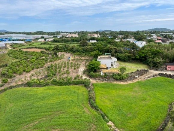 제주 한경면 마을 항공 전경
